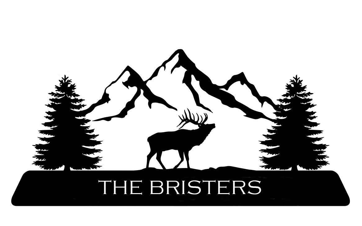Elk and Mountains Sign